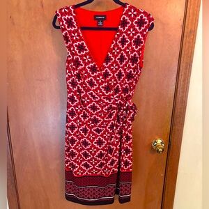 Liz Claiborne Red Blue faux wrap Wrap Dress size M